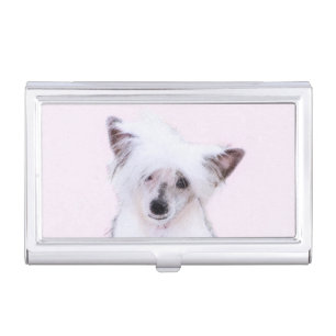 Chinese Crested Powderpuff Painting - Dog Art Business Card Case
