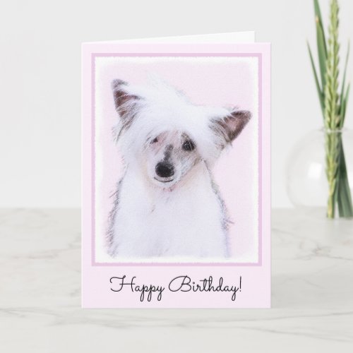 Chinese Crested Powderpuff Painting _ Dog Art Card