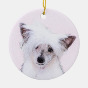 Chinese Crested Powderpuff Painting - Dog Art Ceramic Ornament