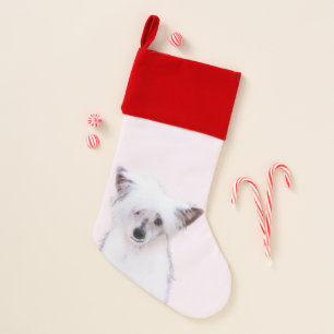 Chinese Crested Powderpuff Painting - Dog Art Christmas Stocking