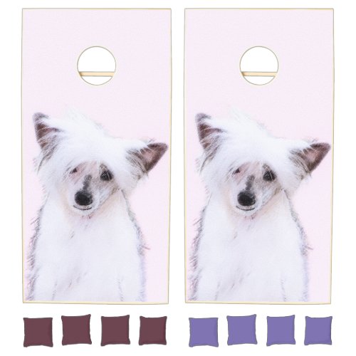 Chinese Crested Powderpuff Painting _ Dog Art Cornhole Set