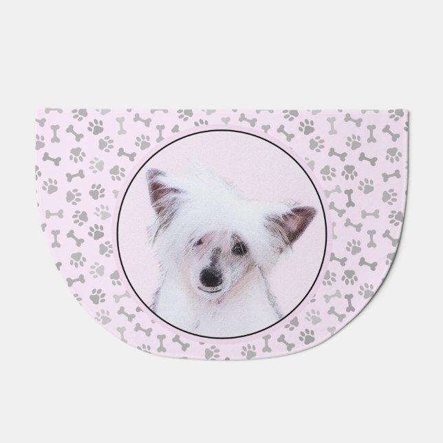 Chinese Crested Powderpuff Painting - Dog Art Doormat (Front)