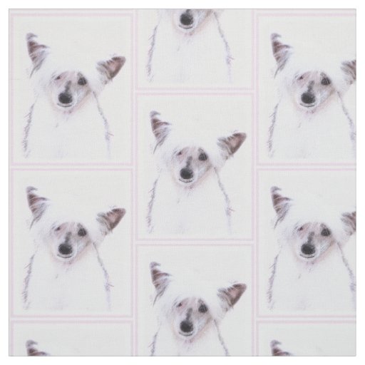 Chinese Crested Powderpuff Painting - Dog Art Fabric