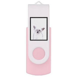 Chinese Crested Powderpuff Painting - Dog Art Flash Drive