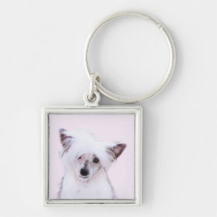 Chinese Crested Powderpuff Painting - Dog Art Keychain