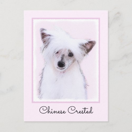 Chinese Crested Powderpuff Painting _ Dog Art Postcard