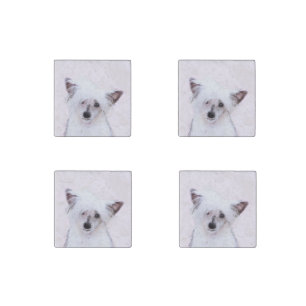 Chinese Crested Powderpuff Painting - Dog Art Stone Magnet