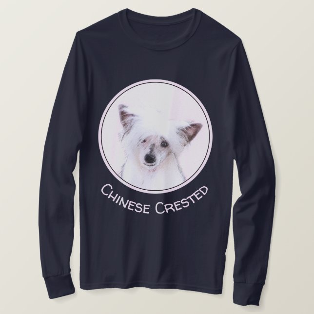Chinese Crested Powderpuff Painting - Dog Art T-Shirt (Design Front)