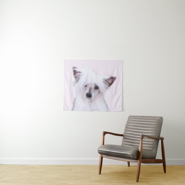 Chinese Crested Powderpuff Painting - Dog Art Tapestry (In Situ (Horizontal))