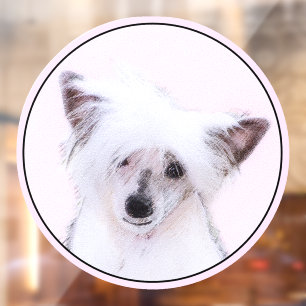 Chinese Crested Powderpuff Painting - Dog Art Window Cling