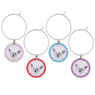 Chinese Crested Powderpuff Painting - Dog Art Wine Charm