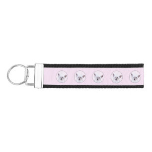 Chinese Crested Powderpuff Painting - Dog Art Wrist Keychain
