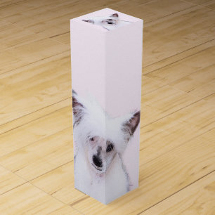 Chinese Crested Powderpuff Painting - Dog Wine Box