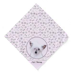 Chinese Crested Powderpuff White Painting Dog Art Bandana