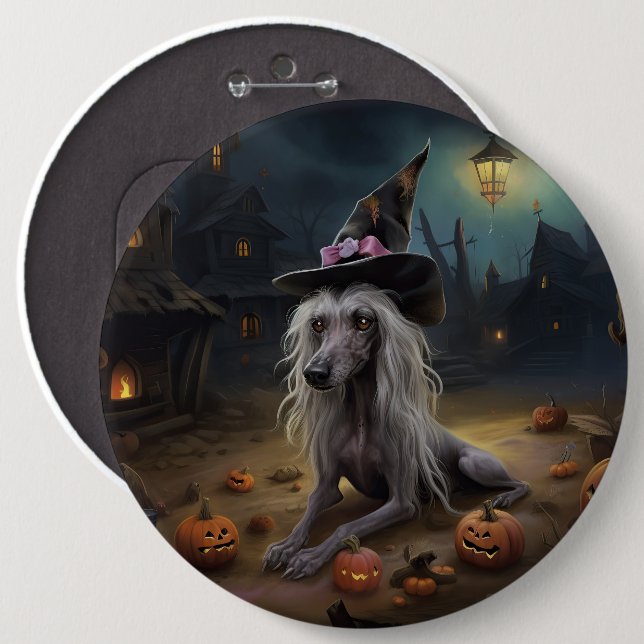 Chinese Crested Pumpkins Halloween Scary  Button (Front & Back)