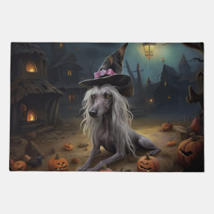 Chinese Crested Pumpkins Halloween Scary Doormat