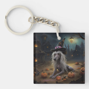 Chinese Crested Pumpkins Halloween Scary Keychain