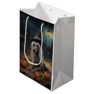 Chinese Crested Pumpkins Halloween Scary  Medium Gift Bag