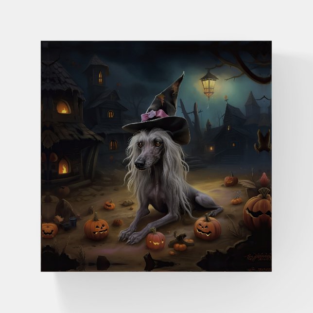Chinese Crested Pumpkins Halloween Scary  Paperweight (Front)