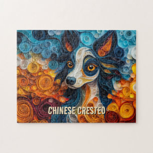 Chinese Crested Quilling Art Dog Portrait Jigsaw Puzzle