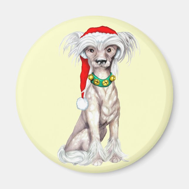 Chinese Crested Santa Magnet (Front)