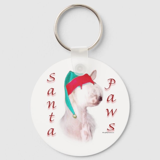 Chinese Crested Santa Paws Keychain (Front)
