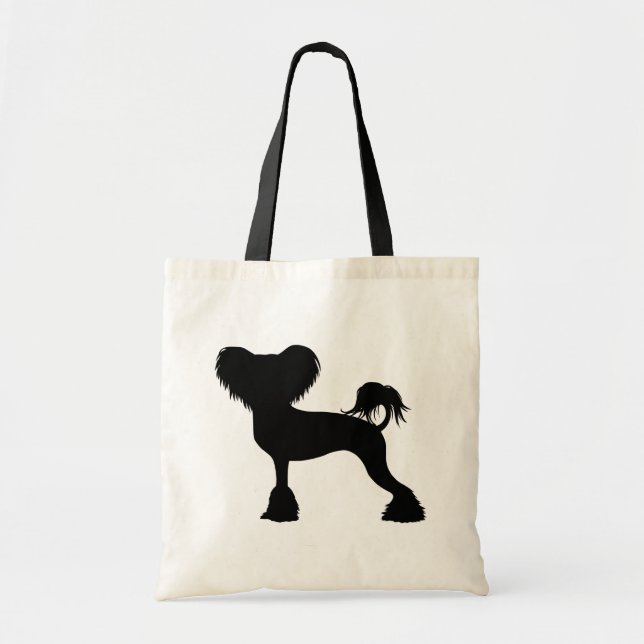 Chinese Crested Silhouette | Crestie Dog Tote Bag (Front)