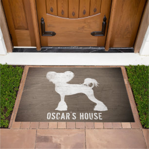 Chinese Crested Silhouette Crestie Rustic Style Doormat
