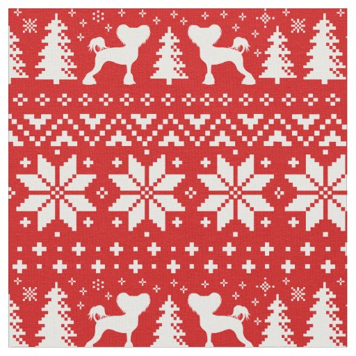 Chinese Crested Silhouettes Christmas Crestie Dogs Fabric