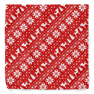 Chinese Crested Silhouettes Christmas Pattern Red Bandana
