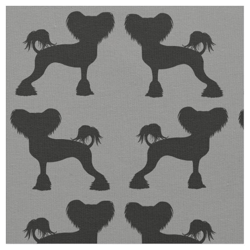 Chinese Crested Silhouettes Crestie Dogs Patterned Fabric