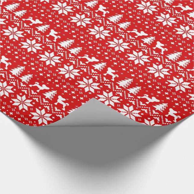Chinese Crested Silhouettes Dogs Christmas Pattern Wrapping Paper (Corner)