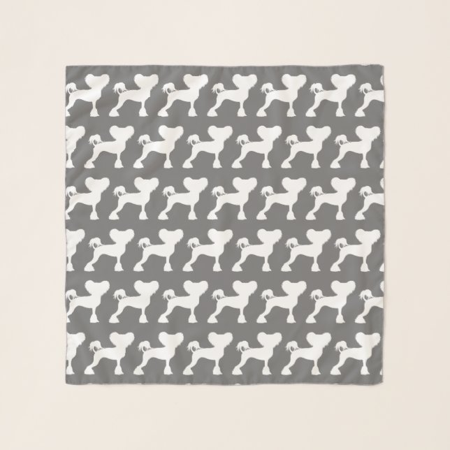 Chinese Crested Silhouettes Pattern Scarf (Front)