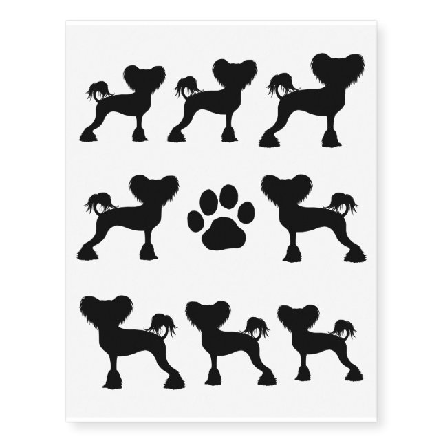 Chinese Crested Silhouettes Temporary Tattoos (Front)