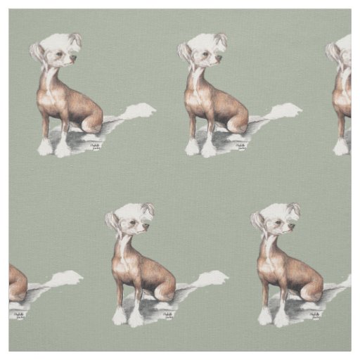 Chinese Crested Sitting Dog Art Fabric