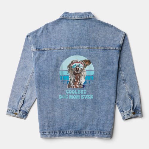 Chinese Crested Skiing Winter Coolest Dog Mom Ever Denim Jacket
