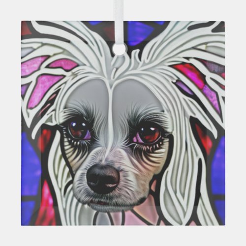 Chinese Crested Stained Glass  Glass Ornament