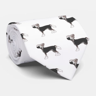 Chinese Crested Toy Dog Basic Breed Illustration Neck Tie
