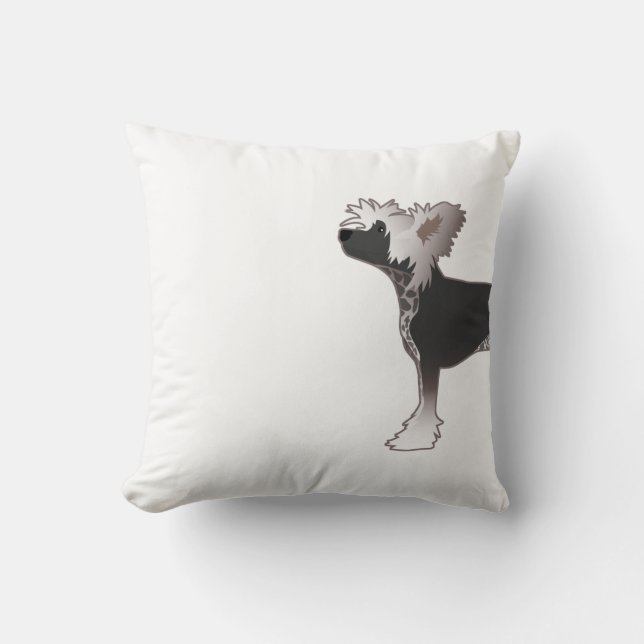 Chinese Crested Toy Dog Basic Breed Illustration Throw Pillow (Front)