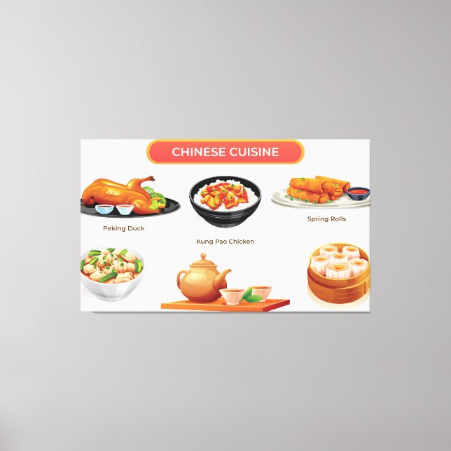 Chinese cuisine illustration canvas print (Front)