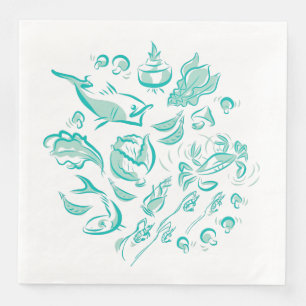Chinese Cuisine Ink Drawing Paper Napkin