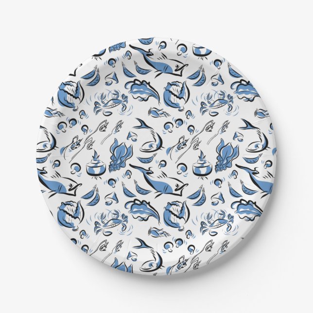 Chinese Cuisine Ink Drawing Paper Plates (Front)