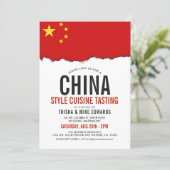 Chinese Cuisine | Party Flag White Invite (Standing Front)
