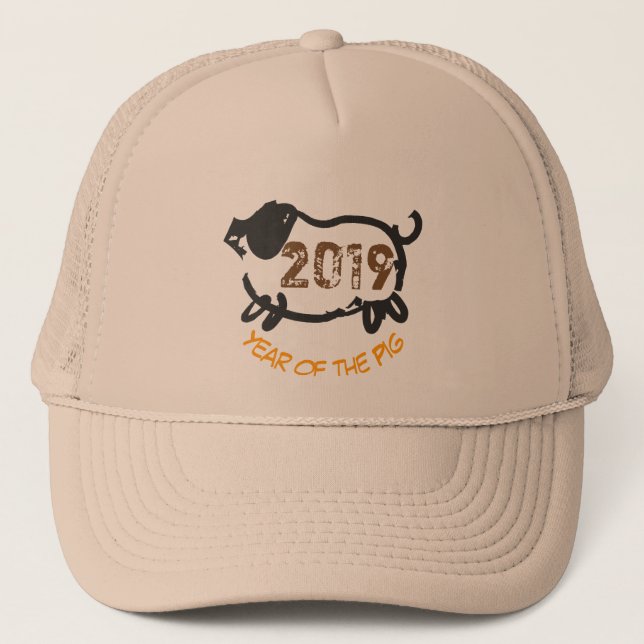 Chinese custom Year of The Pig trucker Hat (Front)