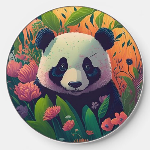 Chinese Cute Panda tropical and floral Wireless Charger