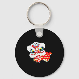 Chinese Cute Traditional Dancing Lion Art Happy Ne Keychain