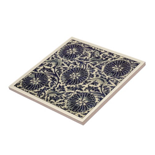 Chinese Dark Blue Flowers Accent    Ceramic Tile