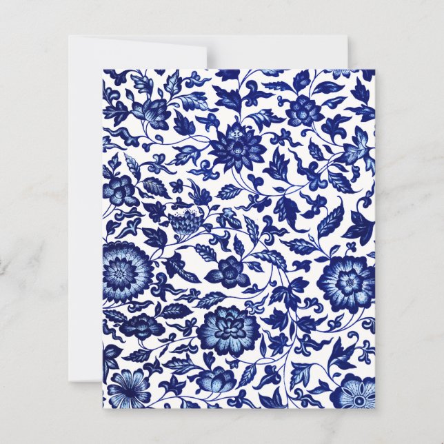 Chinese Dark navy blue floral pattern on white (Front)