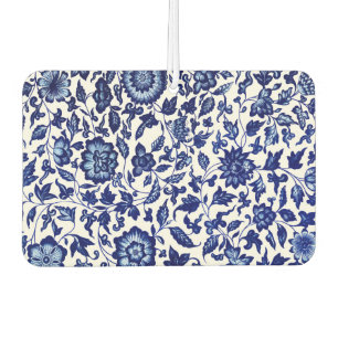 Chinese Dark navy blue floral pattern on white Air Freshener