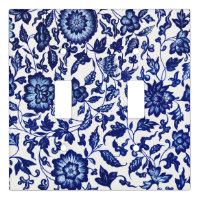 Chinese Dark navy blue floral pattern on white